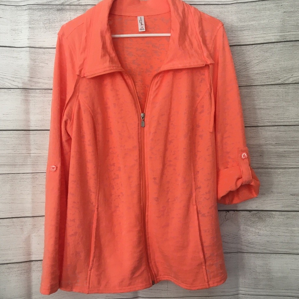 Exertek Peach Zip Jacket 1X Adj Sleeve length